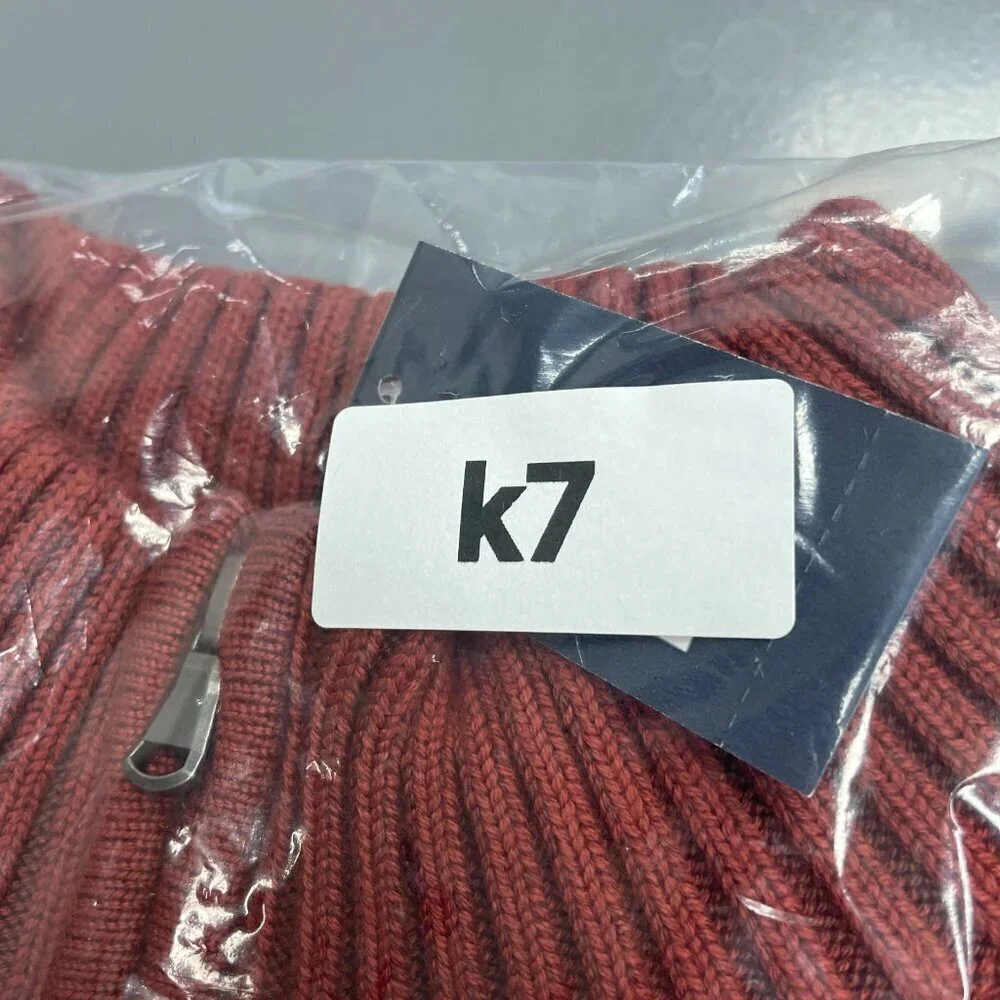 NEW Lands' End Drifter Men's L 1/4 Zip Sweater Rust Red 100% Cotton
